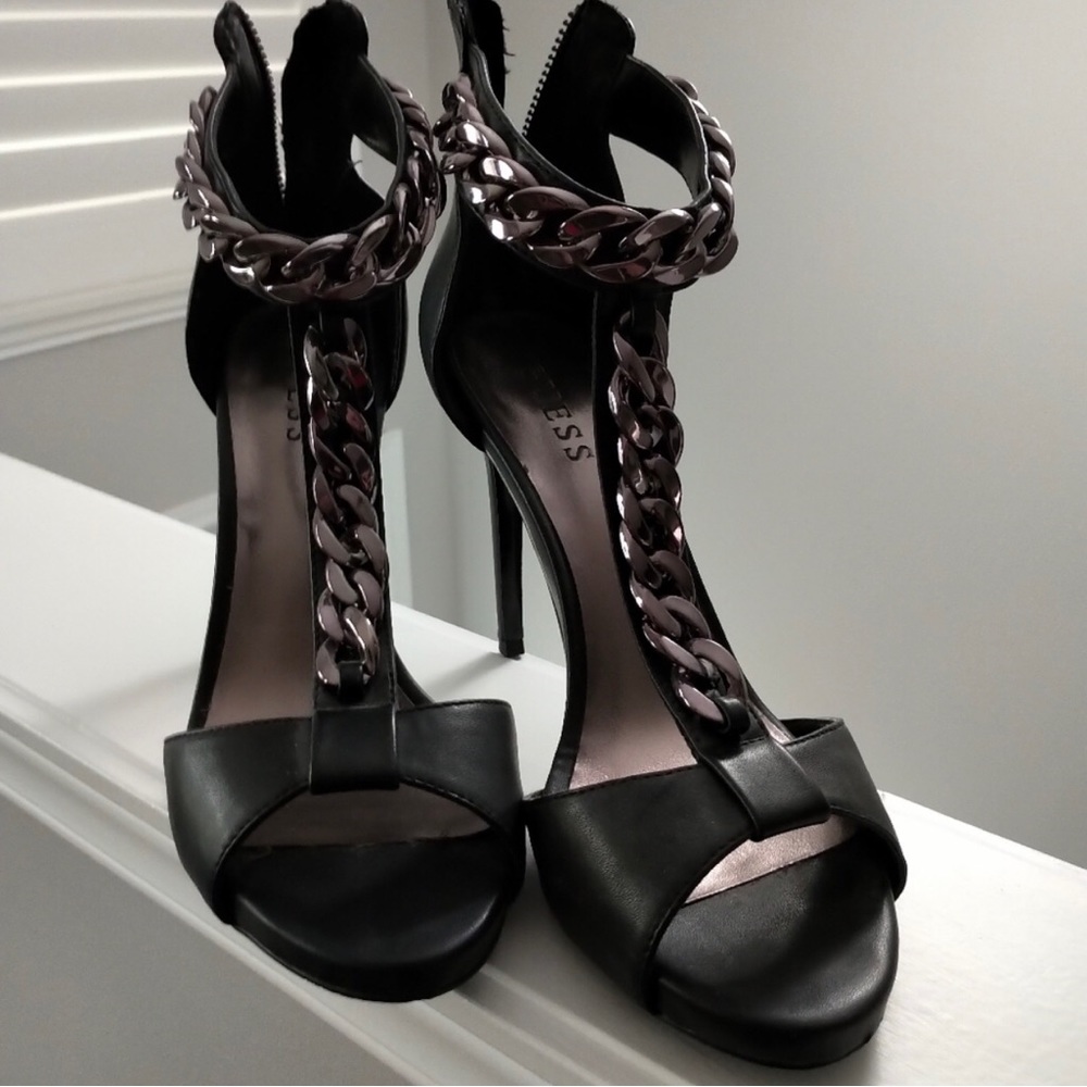 GUESS black high heel sandals